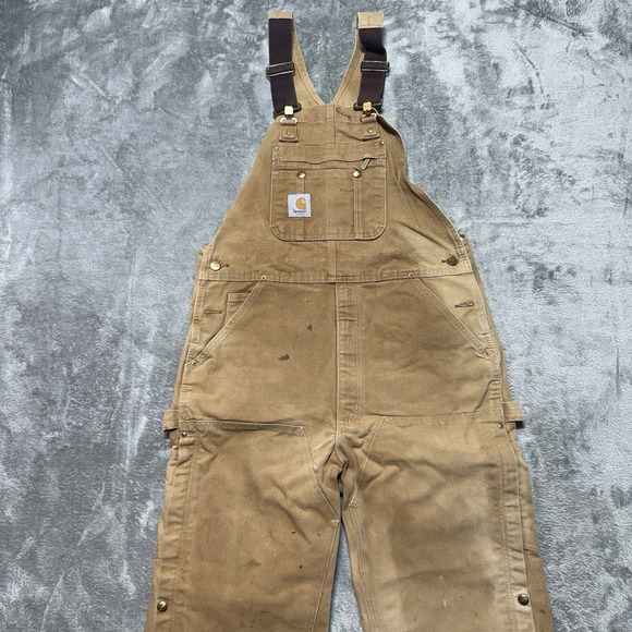 Carhartt Other - Carhartt Overalls Mens 34x32 Beige Tan Double Knee Canvas Workwear Straight Leg